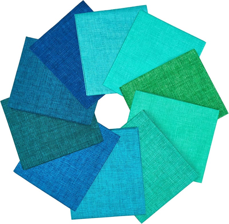 craftido - 11 Options Solids with Tweed Tonals-Assorted Color Cotton Quilting Fabric Bundles 10pcs Fat Quarters 18"x21"-Medium Weight 5.2oz-for Quilting, Sewing and Crafts-Midnight Oasis(Greens+Blues) - Image 2